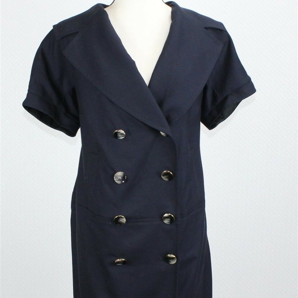 Escada Women's Coat Dress Blue Wool Shirt Dress